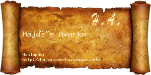 Hajós Avarka névjegykártya